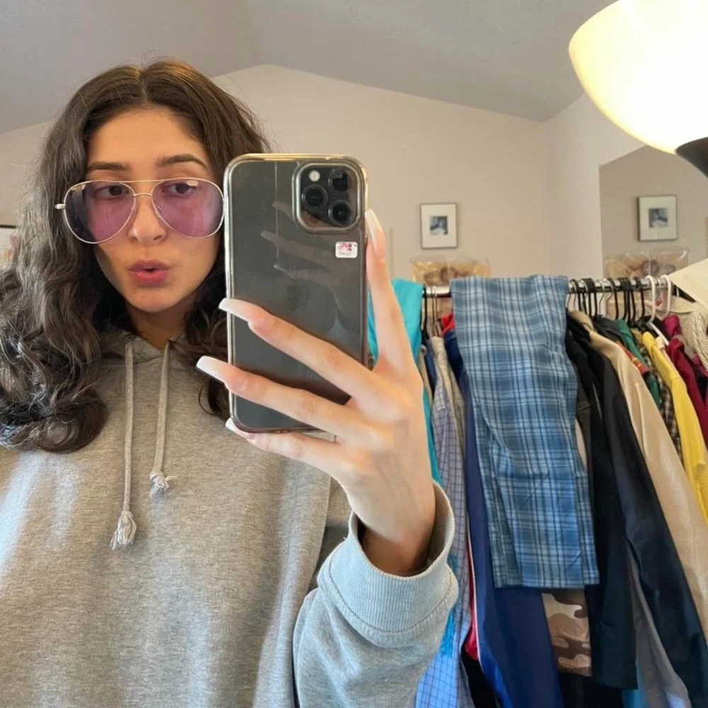 Urban Outfitters Gold Frame Sunglasses with Purple Lenses